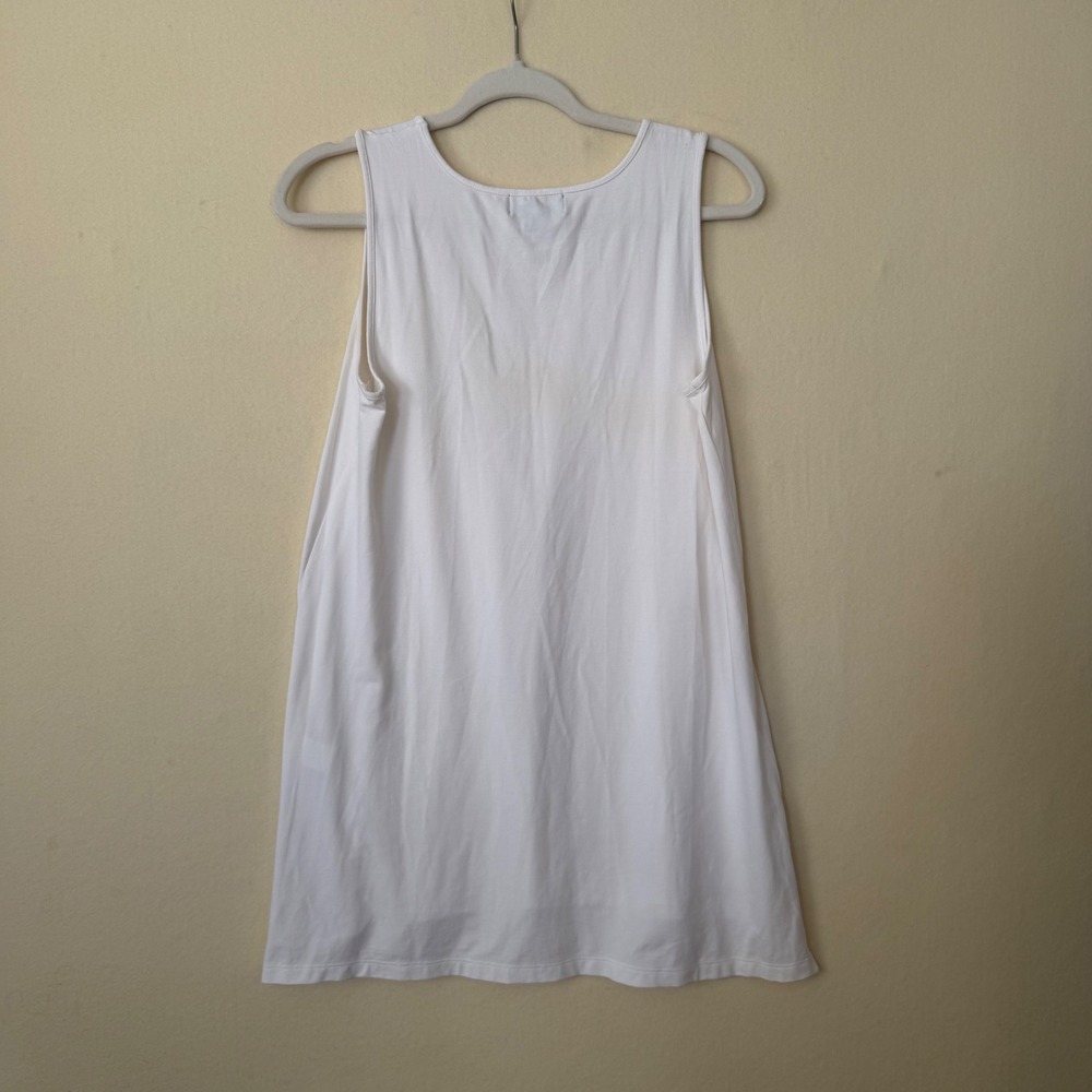 Liz Claiborne Studio White Sleeveless Tunic Top Scoop Neck High-Low Hem Small